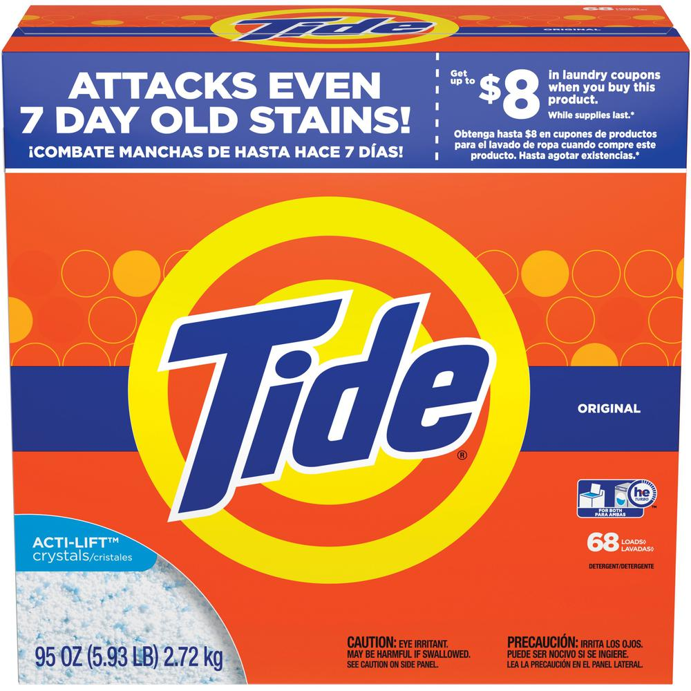 Tide Powder Laundry Detergent - Concentrate Powder - 95 oz (5.94 lb) - Original Scent - 3 / Carton - Orange