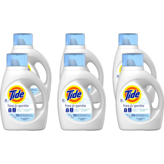 Tide Free & Gentle Detergent - Liquid - 46 fl oz (1.4 quart) - 6 / Carton