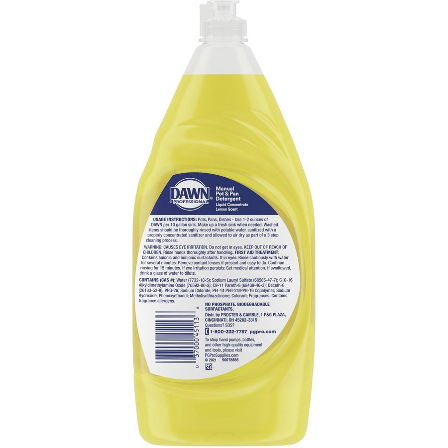 Dawn Manual Pot/Pan Detergent - Concentrate Liquid - 38 fl oz (1.2 quart) - Lemon Scent - 8 / Carton - Yellow