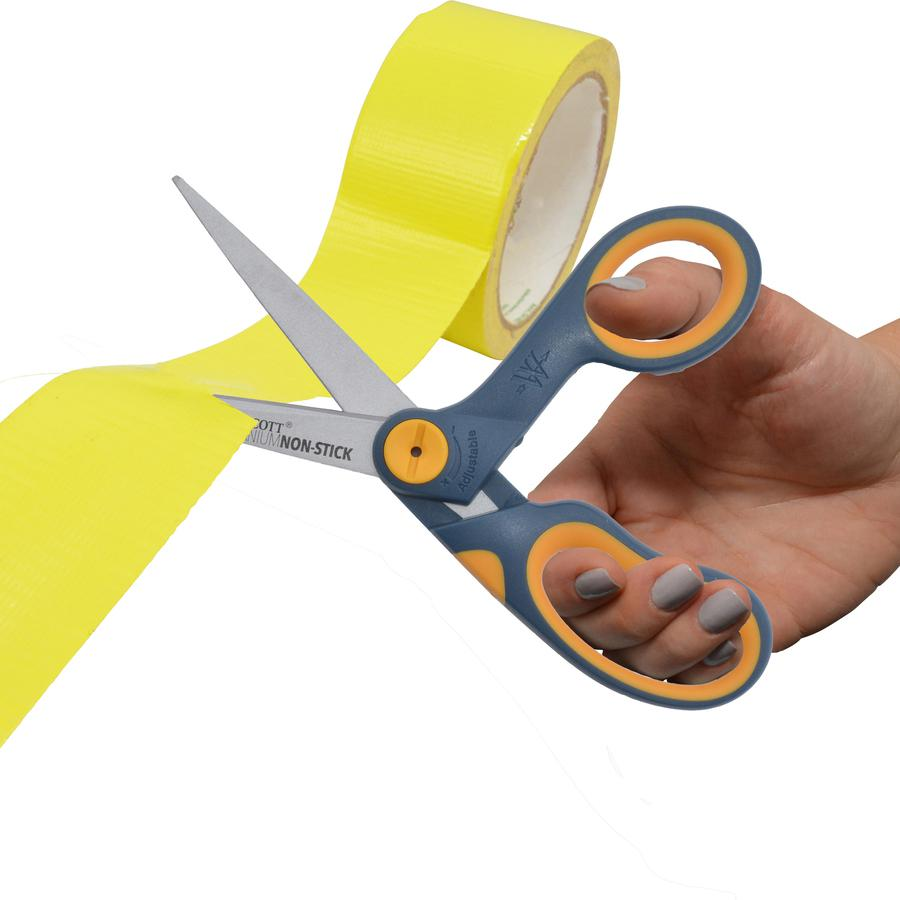 Westcott Nonstick 8" Bent Scissors - 8" Overall Length - Bent-left/right - Titanium - Gray, Yellow - 1 Each