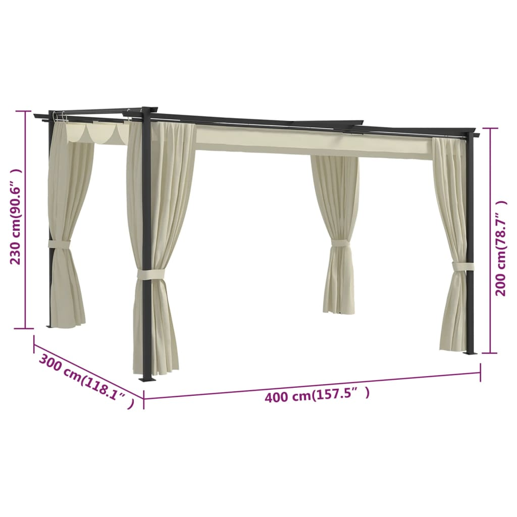 vidaXL Gazebo 13.1'x9.8' Cream