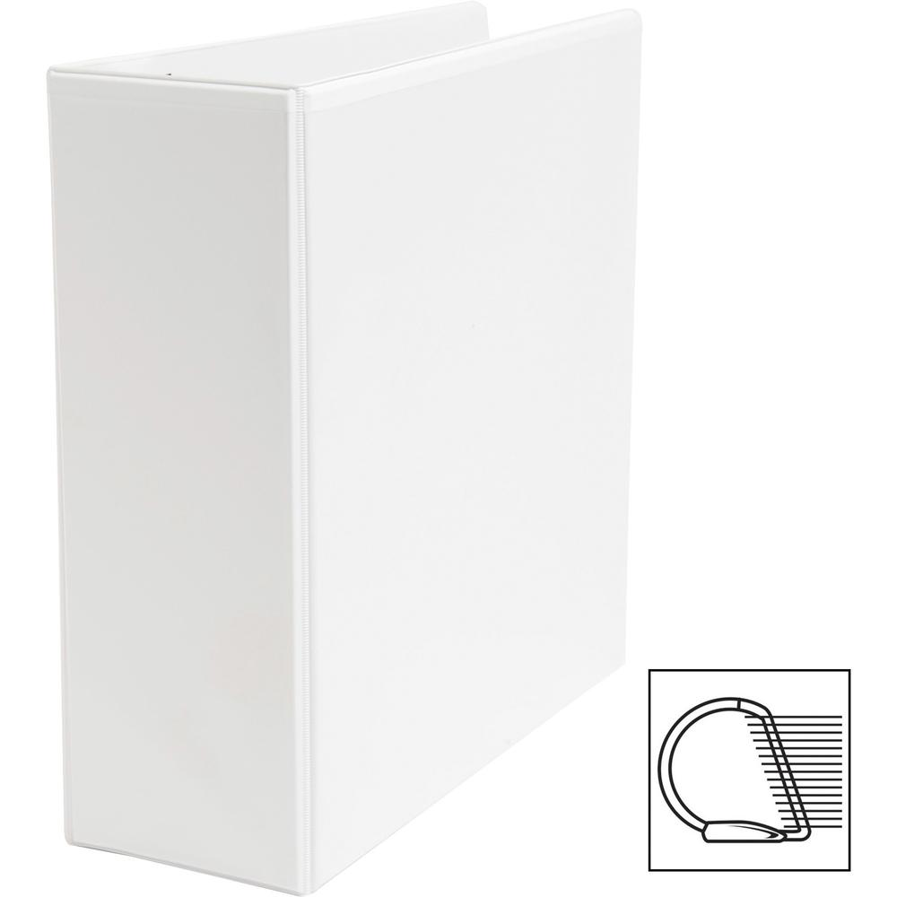 Business Source Basic D-Ring White View Binders - 4" Binder Capacity - Letter - 8 1/2" x 11" Sheet Size - D-Ring Fastener(s) - Polypropylene - White - 1.75 lb - Clear Overlay - 1 Each