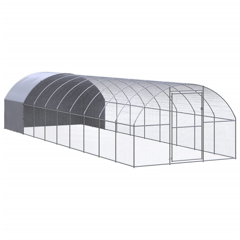 vidaXL Outdoor Chicken Coop 9.8'x32.8'x6.6' Galvanized Steel