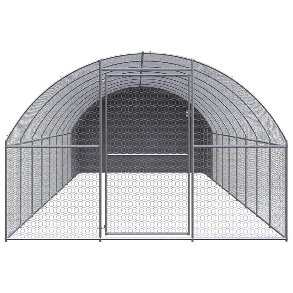 vidaXL Outdoor Chicken Coop 9.8'x32.8'x6.6' Galvanized Steel