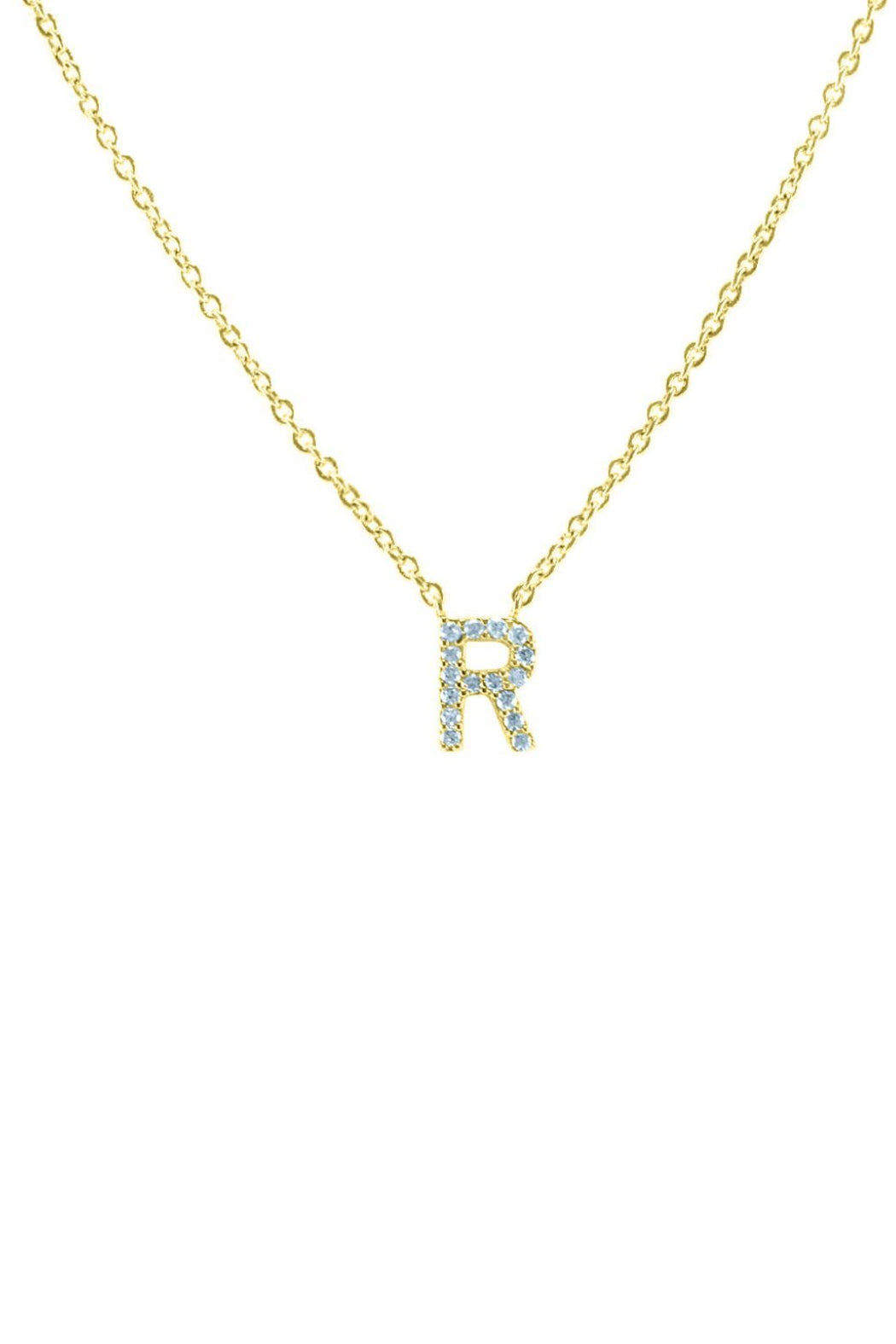 Block CZ Initial Necklace