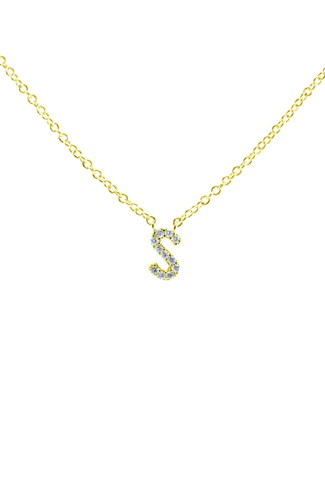 Block CZ Initial Necklace