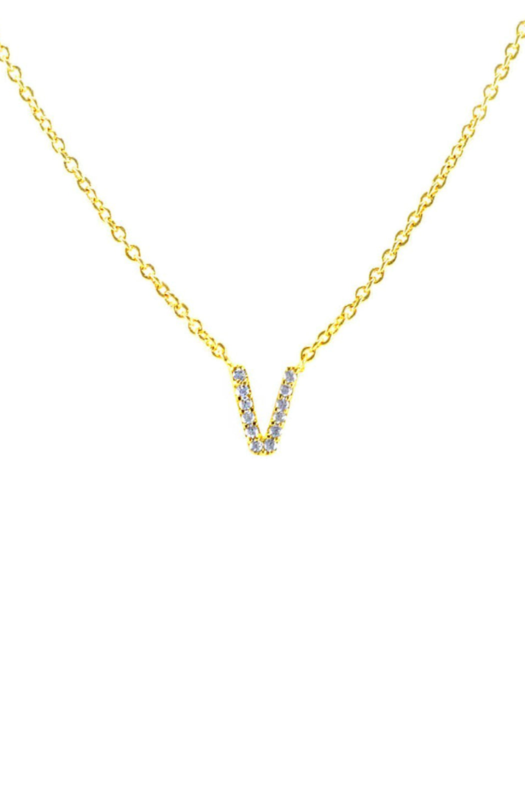 Block CZ Initial Necklace