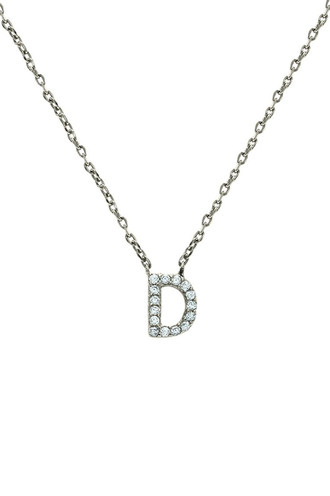 Block CZ Initial Necklace