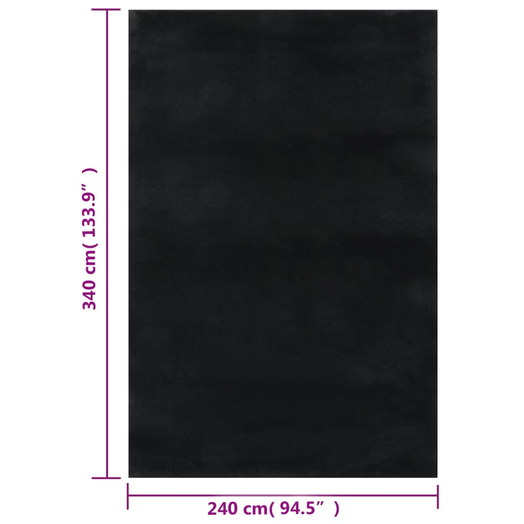 vidaXL Shaggy Rug Black 8'x11' Polyester