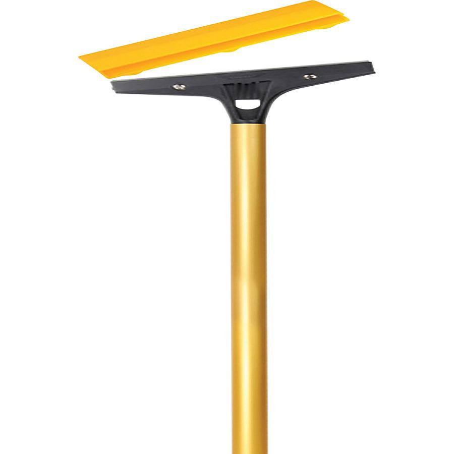 Ettore Heavy Duty Floor Scraper - 4" Carbon Steel Blade - 48" Anodized Aluminum Handle - Heavy Duty, Angled Head, Rubberized Grip - Gold