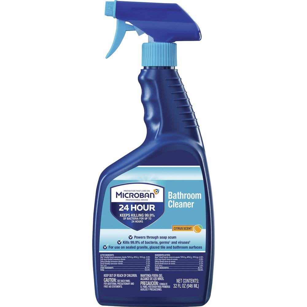 Microban Professional Bathroom Cleaner Spray - Ready-To-Use Spray - 32 fl oz (1 quart) - Citrus Scent - 6 / Carton - Multi