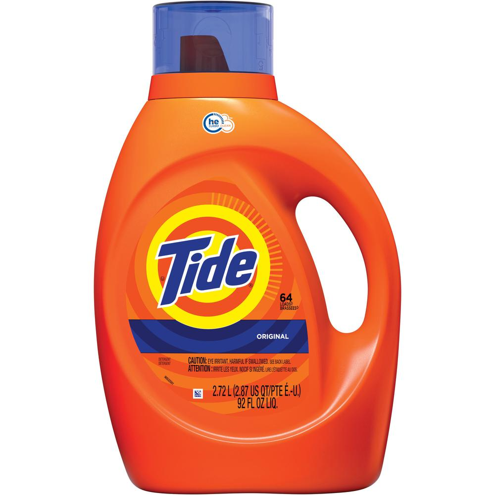 Tide Liquid Laundry Detergent - Concentrate Liquid - 92 fl oz (2.9 quart) - Original Scent - 4 / Carton - Blue