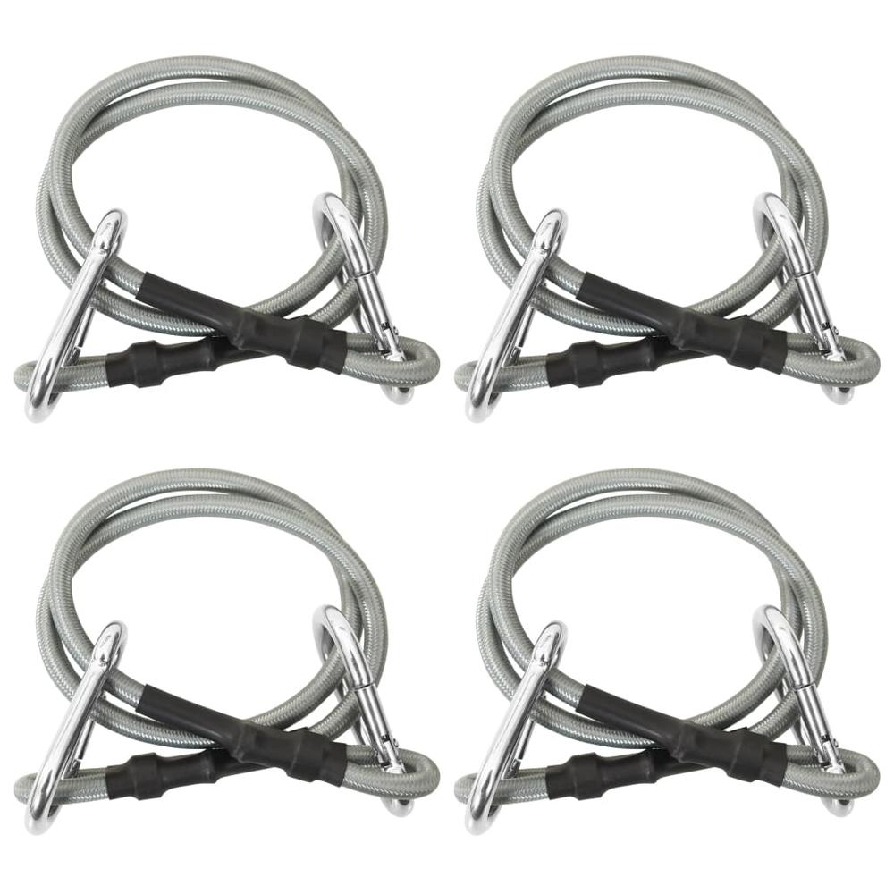 vidaXL Ropes with Carabiner 4 pcs Rubber 0252