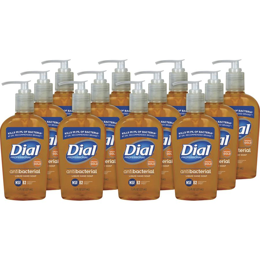 Dial Gold Antibacterial Liquid Hand Soap - 7.5 fl oz (221.8 mL) - Push Pump Dispenser - Hand, Skin - Yes - 12 / Carton