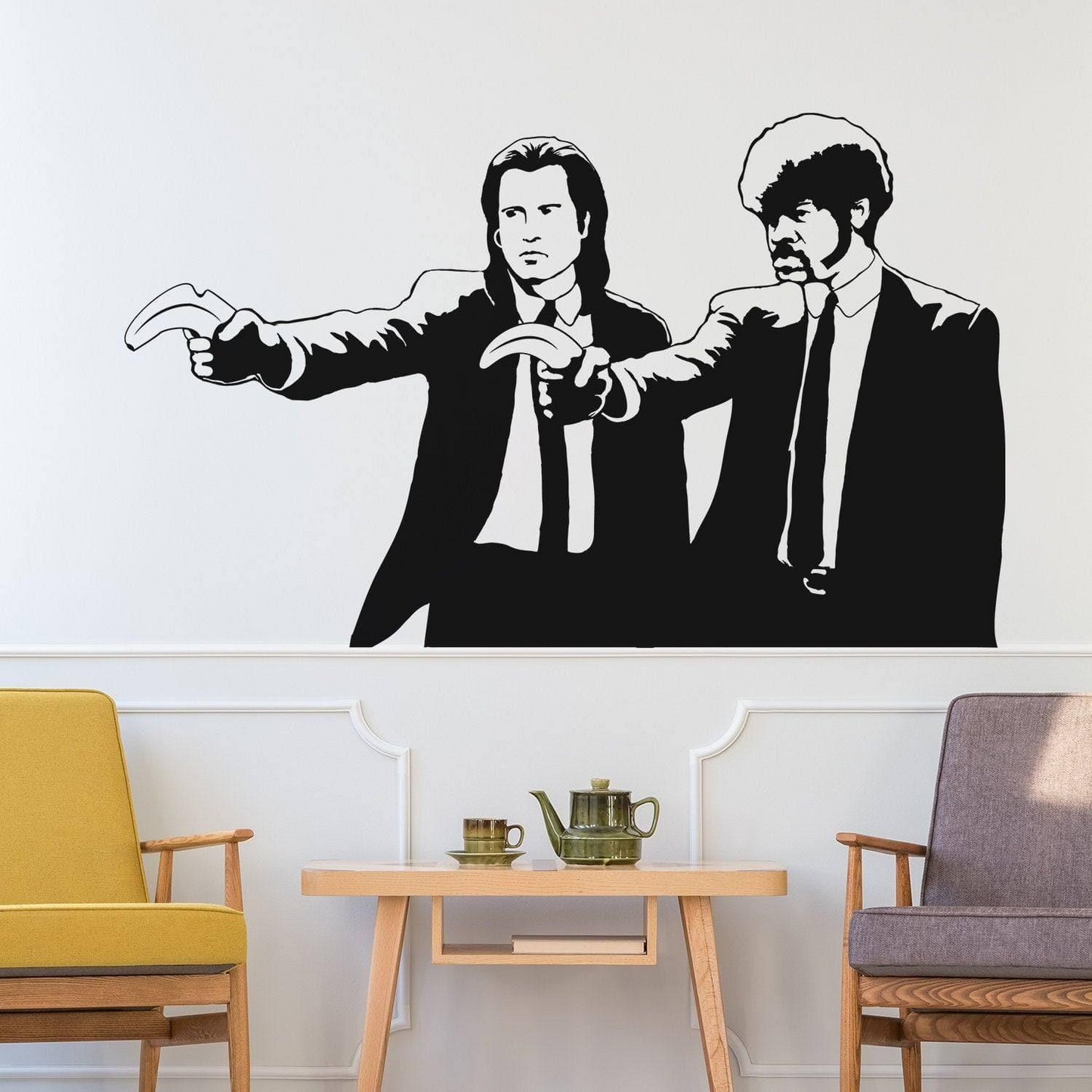 Banksy Pulp Fiction Sticker - Wall Art Vinyl Movie Jackson Pop Decal - Tarantino Ficiton Funny Retro Die Cut Cool Samuel Fan Stick Graffiti