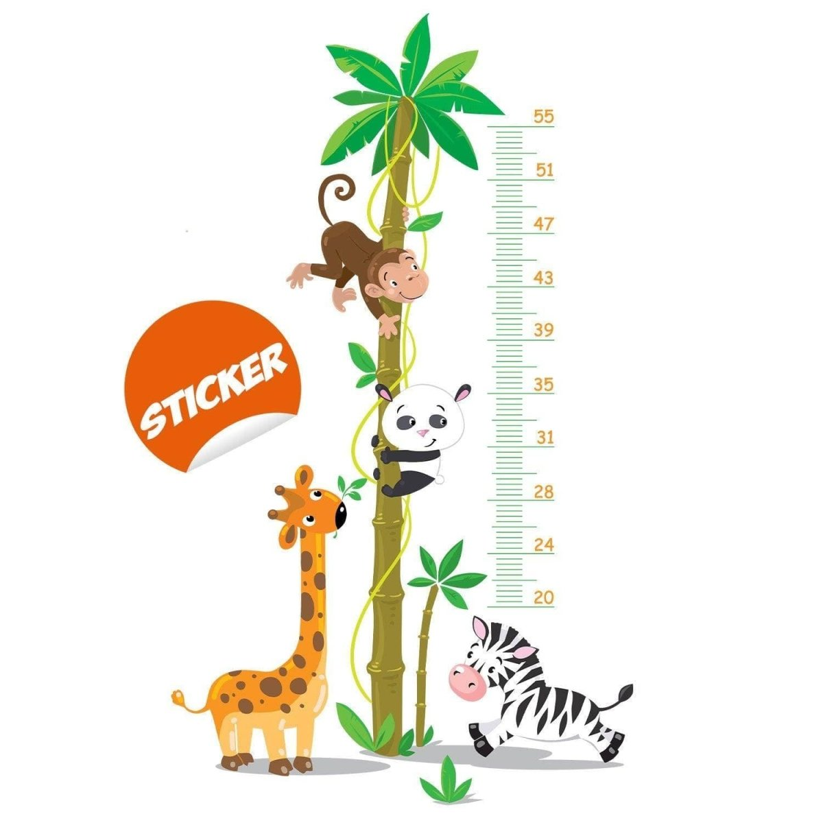 Chart Height Growth Wall Art Sticker - Nursery  Kid Measurement Ruler Vinyl Decal - Giraffe Bedroom Children Tree Room Child Measuring