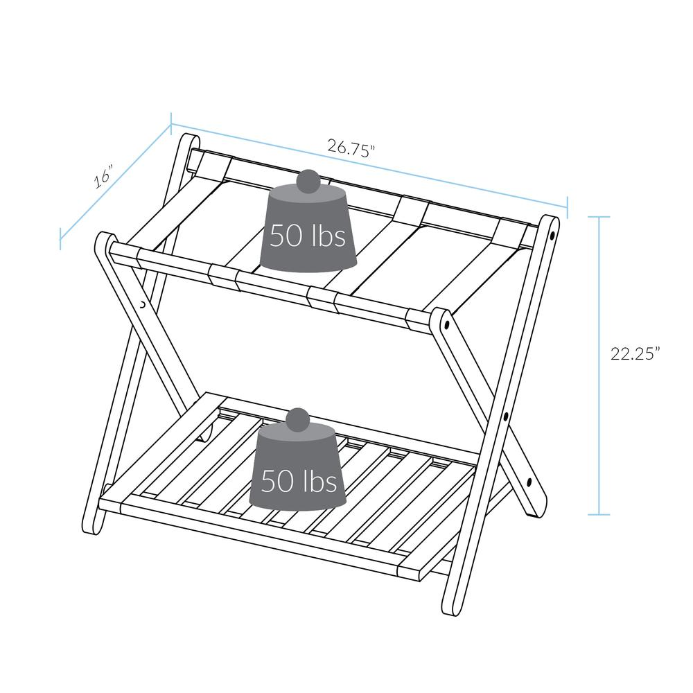 Luggage Rack with Shelf- White