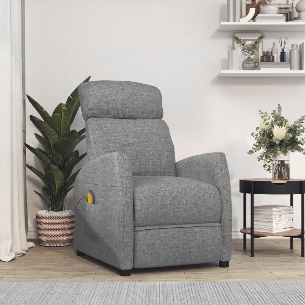 vidaXL Massage Recliner Light Grey Fabric