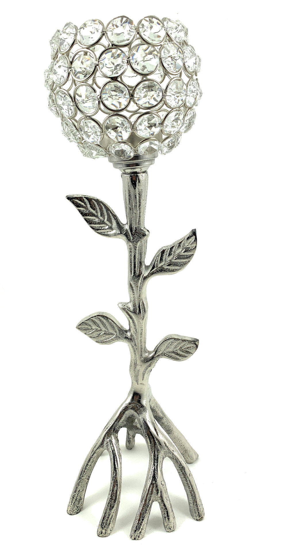 Silver Tree Hurricane Candle Holder