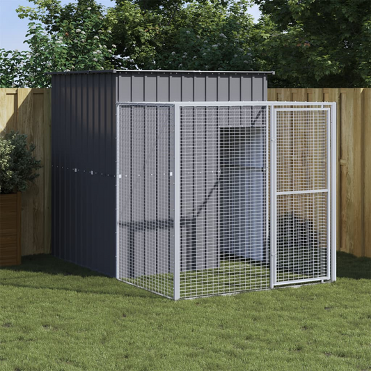 vidaXL Chicken Cage with Run Anthracite 65"x98.8"x71.3" Galvanized Steel