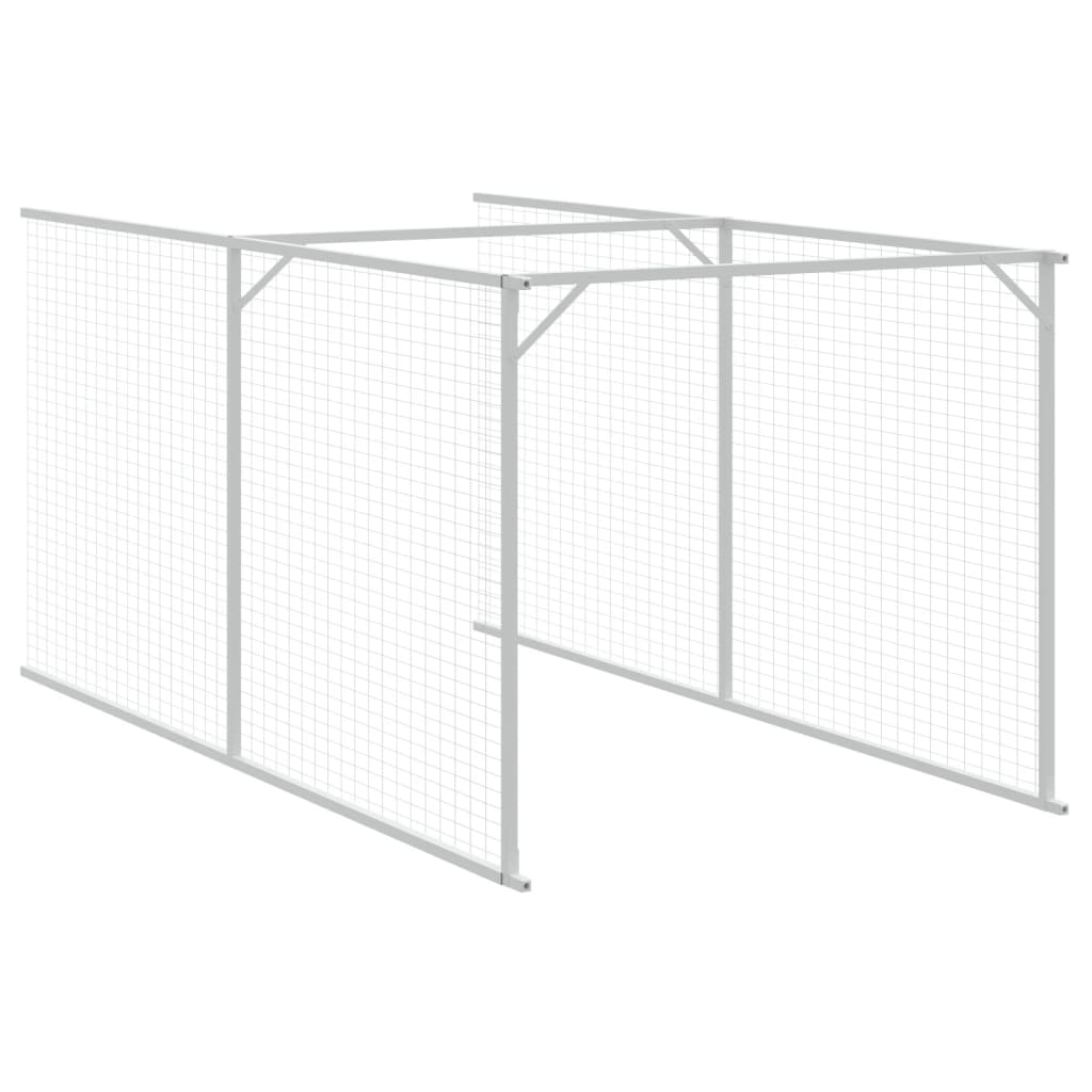 vidaXL Dog House with Run Light Gray 43.3"x239.8"x43.3" Galvanized Steel