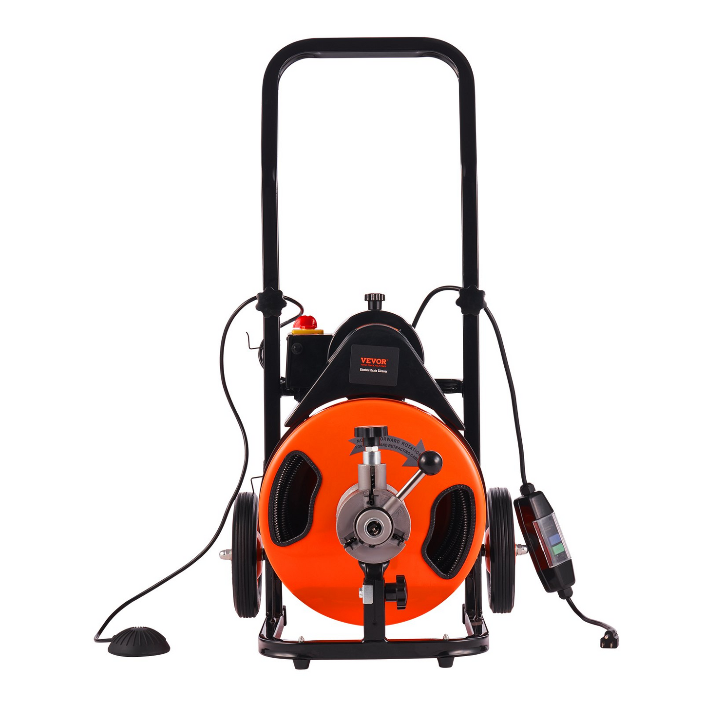 VEVOR Drain Cleaning Machine 100FT x 3/8 Inch, Sewer Snake Machine Auto Feed, Drain Auger Cleaner with 4 Cutter & Air-Activated Foot Switch for 1" to 4" Pipes