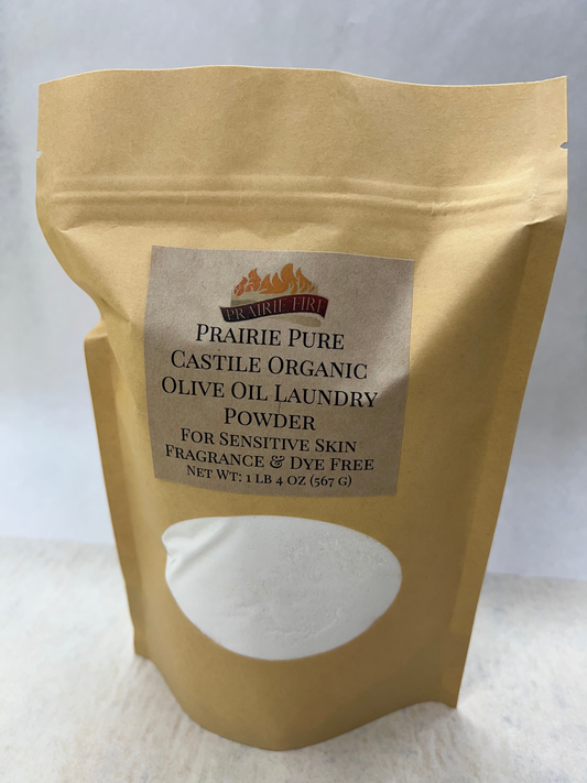 Prairie Pure Castile Organic Olive Oil Fragrance and Dye Free Laundry Powder - Detergent - Net Wt: 1 lb 4 oz (567 g) - Fragrance Dye Free Sensitive Skin Soap