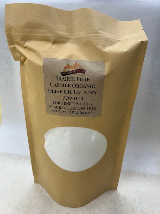 Prairie Pure Castile Organic Olive Oil Fragrance and Dye Free Laundry Powder - Detergent - Net Wt: 2 lb 8 oz (1.134 kg) - Fragrance Dye Free Sensitive Skin Soap