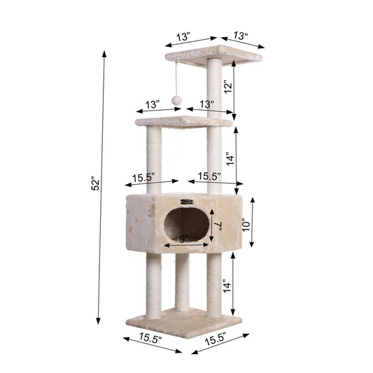 Armarkat 3 Tier Real Wood Cat Tree, Armarkat Scratch furniture A5201, Beige