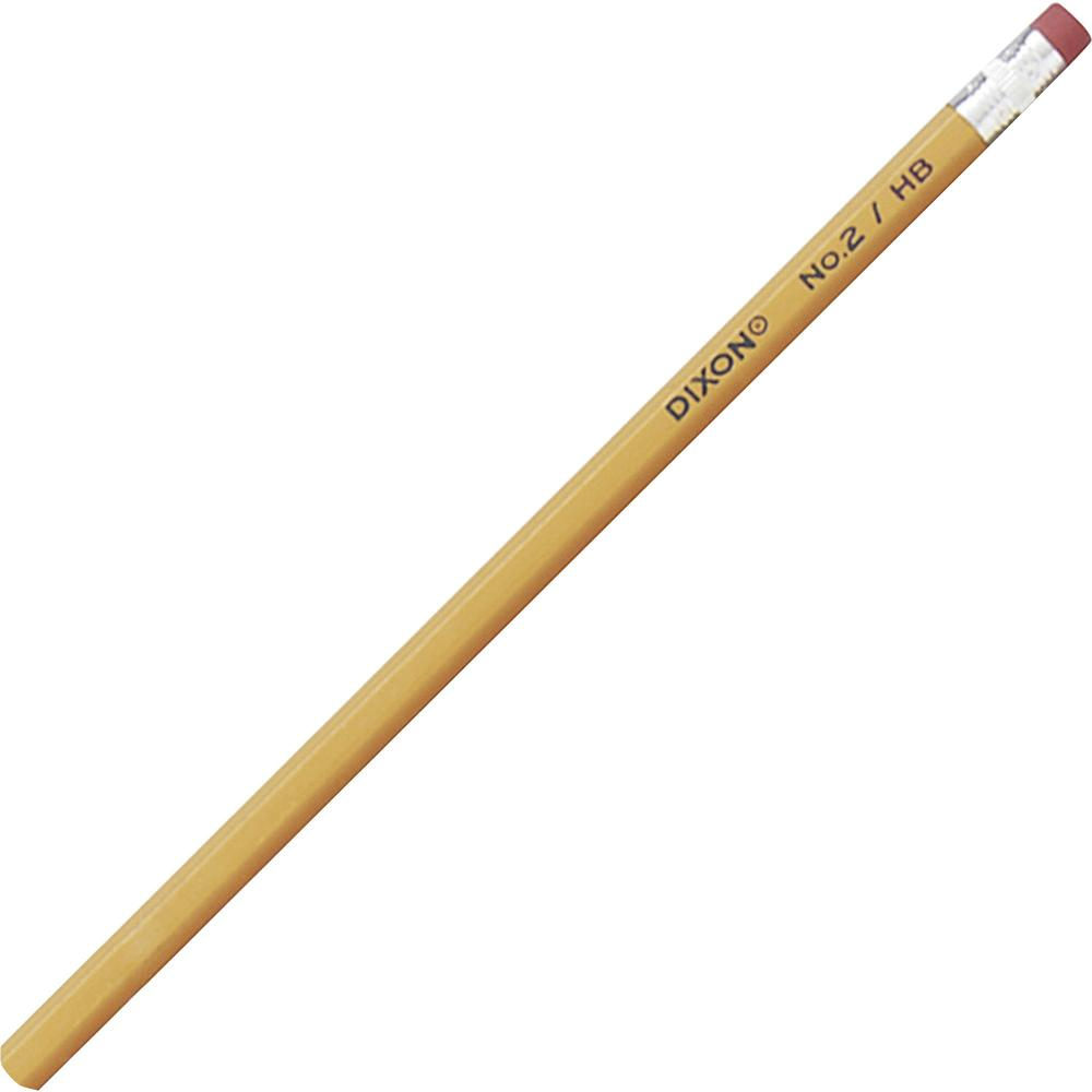 Dixon Woodcase No.2 Eraser Pencils - #2 Lead - Black Lead - Yellow Barrel - 144 / Box