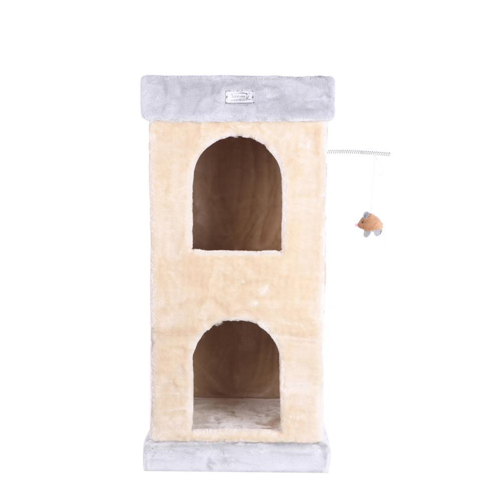 Armarkat Double Condo Real Wood Cat House With SratchIng Carpet For Cats, Kitty Enjoyment