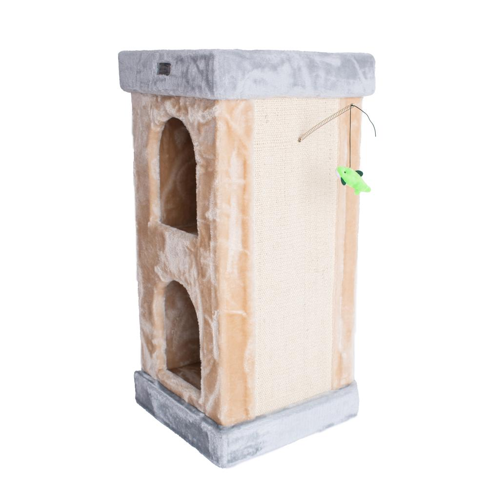 Armarkat Double Condo Real Wood Cat House With SratchIng Carpet For Cats, Kitty Enjoyment