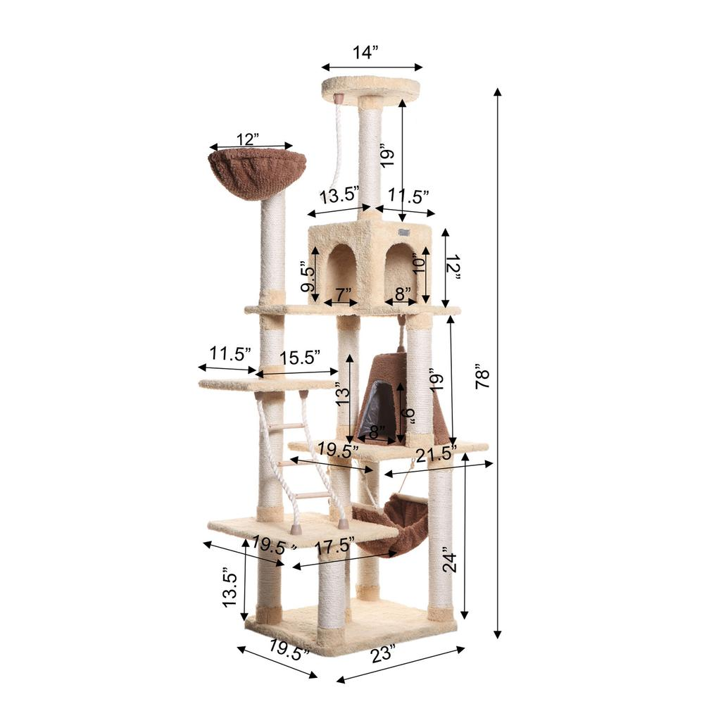 Armarkat Real Wood Cat Climber Play House, X7805 Cat furniture With Playhouse,Lounge Basket