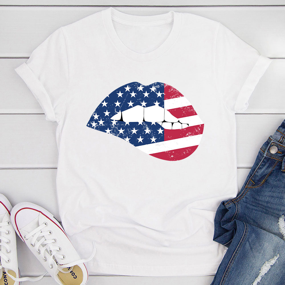 American Flag Lips T-Shirt