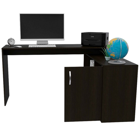 Boston Home Office Desk, Single Door Cabinet, Two Open Shelves, Two Interior Shelves