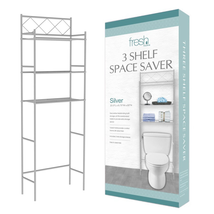 J&V TEXTILES 3-Shelf Metal Bathroom Organizer Over The Toilet, Bathroom Space Saver