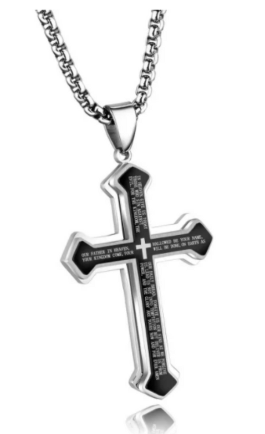 Mens Bible Verse Cross Necklace