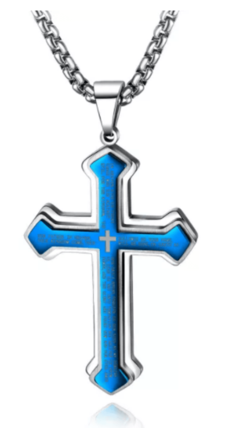 Mens Bible Verse Cross Necklace