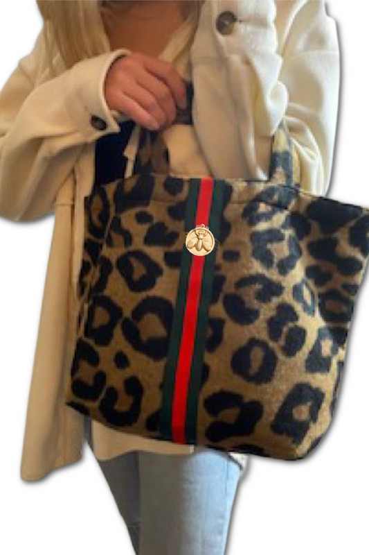 Little Leopard with Striped Band and Bee Tote Bag