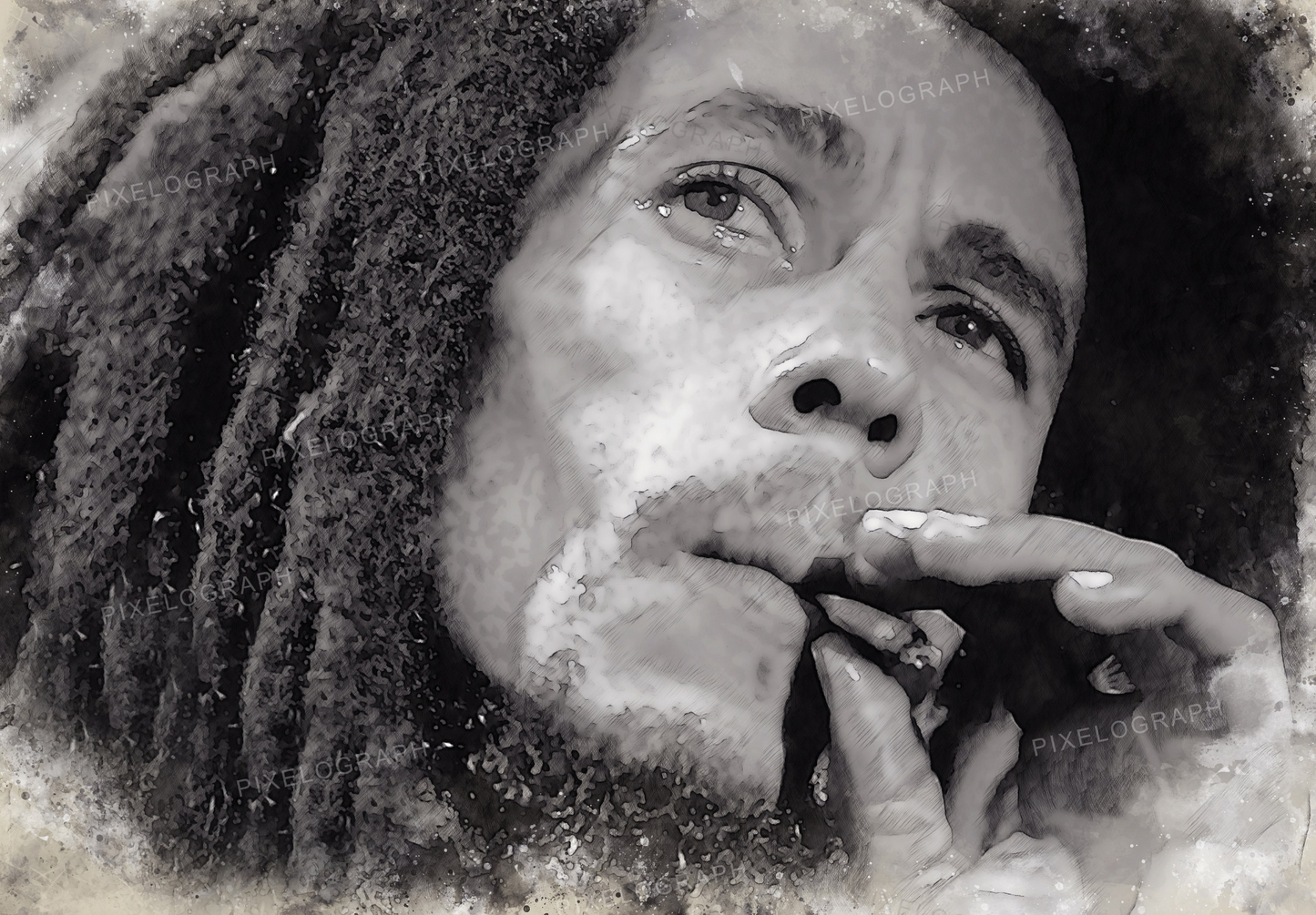 Bob Marley portrait, Bob Marley digital, Bob Marley Painting, Bob Marley art, Bob Marley digital print, Robert Nesta Marley