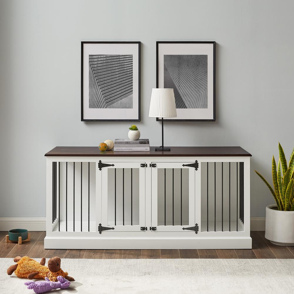 Winslow Medium Credenza Pet Crate White/Dark Brown