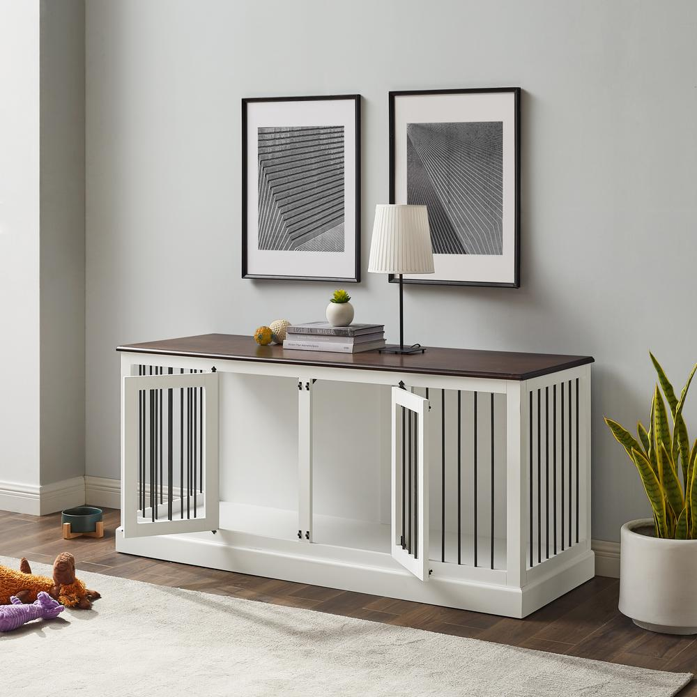 Winslow Medium Credenza Pet Crate White/Dark Brown