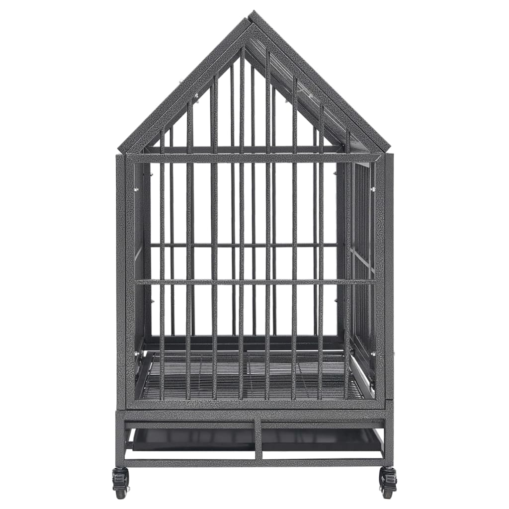 vidaXL Dog Cage with Wheels and Roof Steel 36.2"x24.4"x41.7"