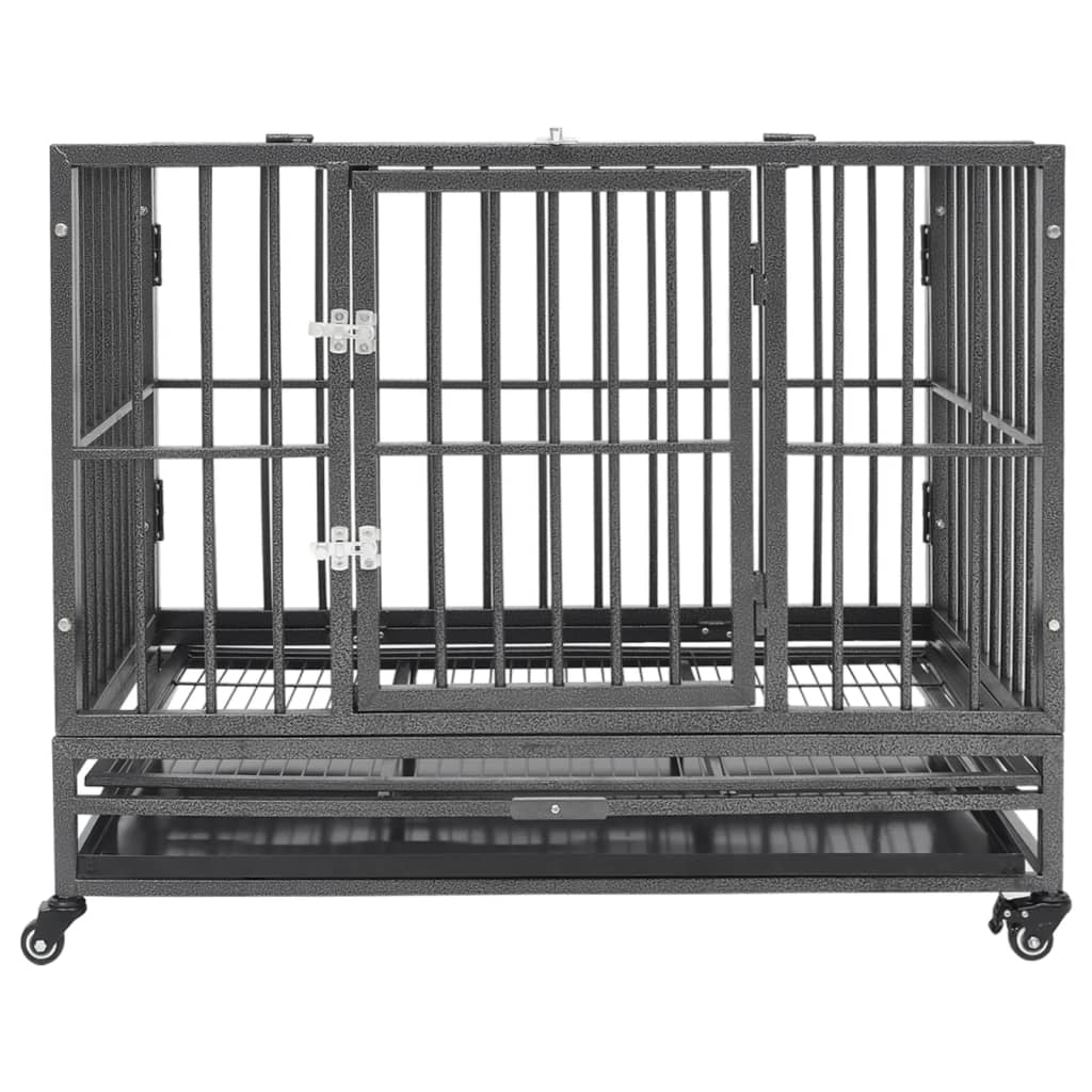 vidaXL Dog Cage with Wheels Steel 40.2"x28.3"x33.5"