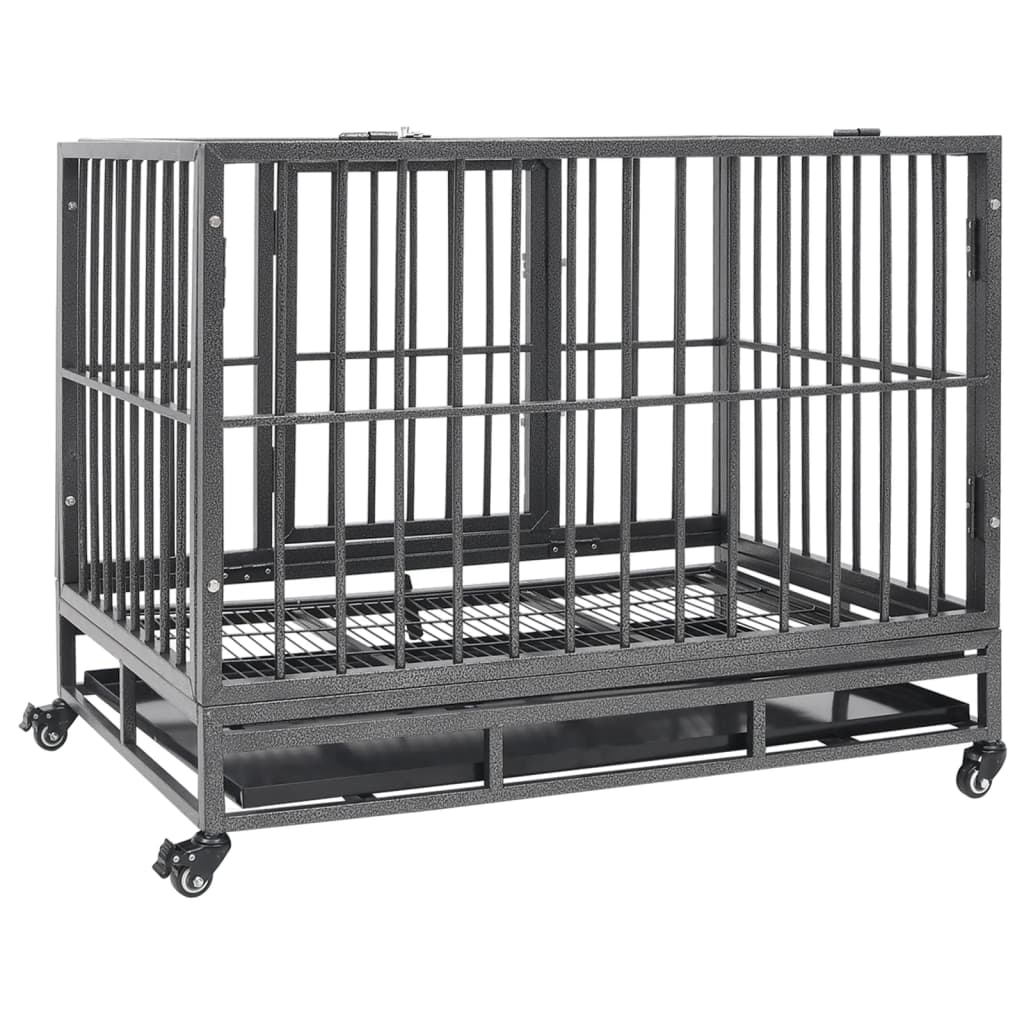 vidaXL Dog Cage with Wheels Steel 40.2"x28.3"x33.5"