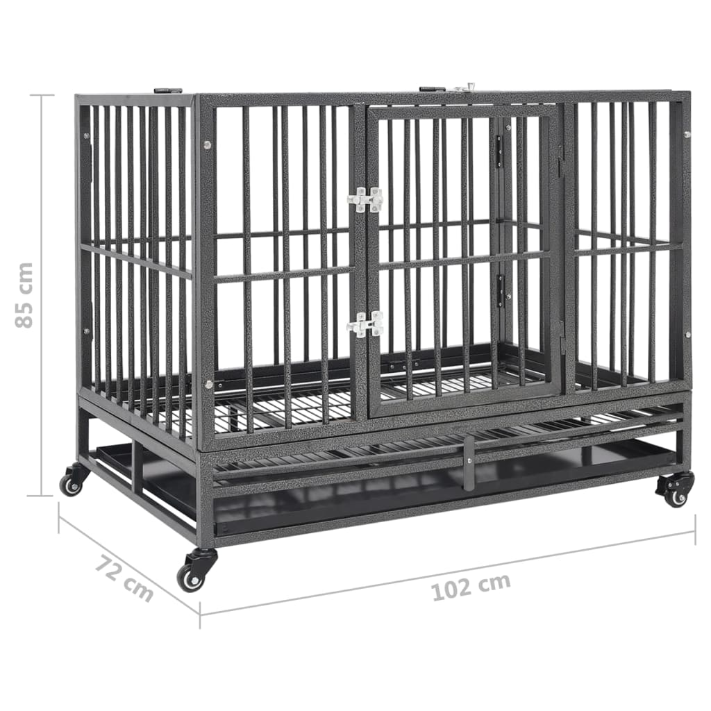 vidaXL Dog Cage with Wheels Steel 40.2"x28.3"x33.5"