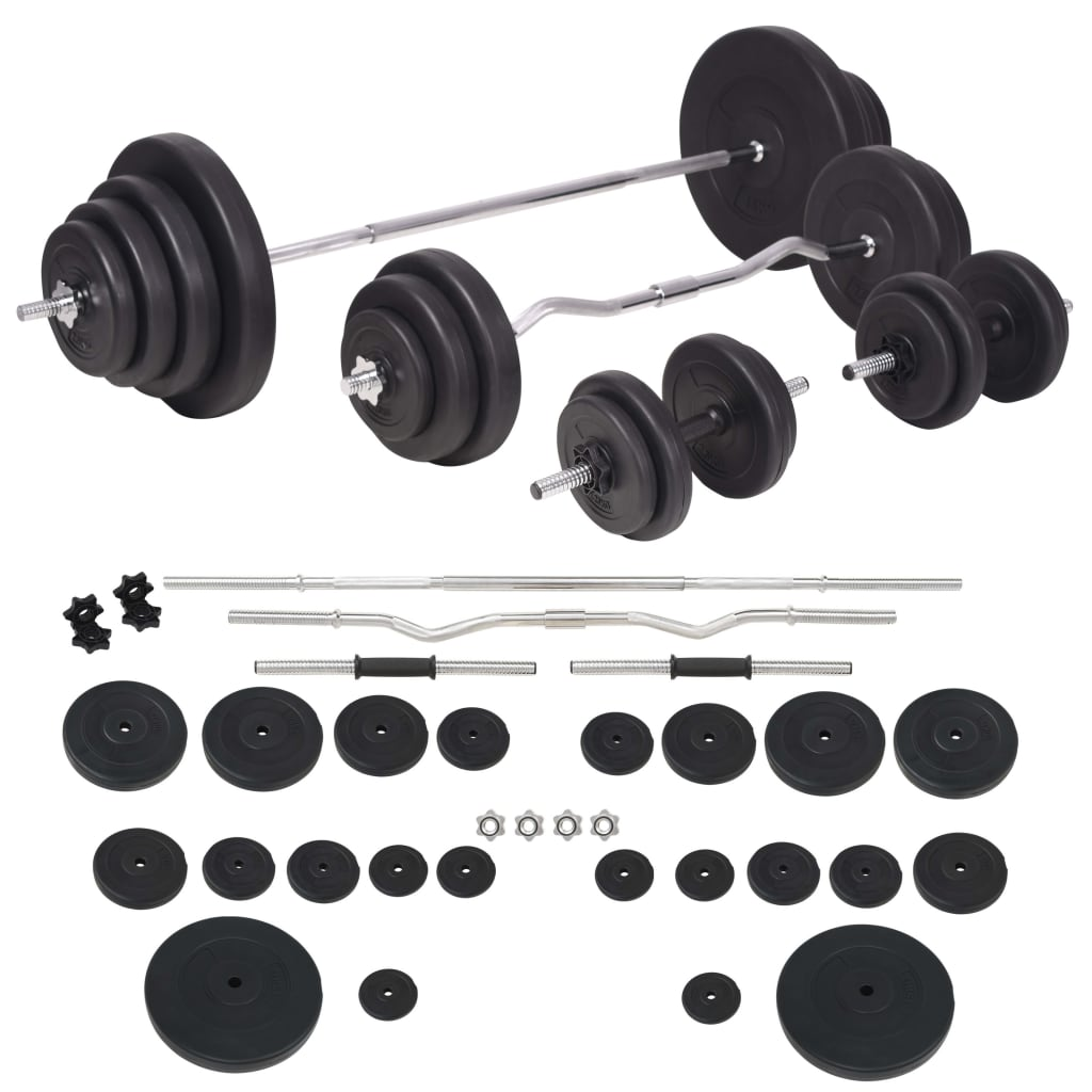 vidaXL Workout Bench with Weight Rack, Barbell and Dumbbell Set 264.6 lb