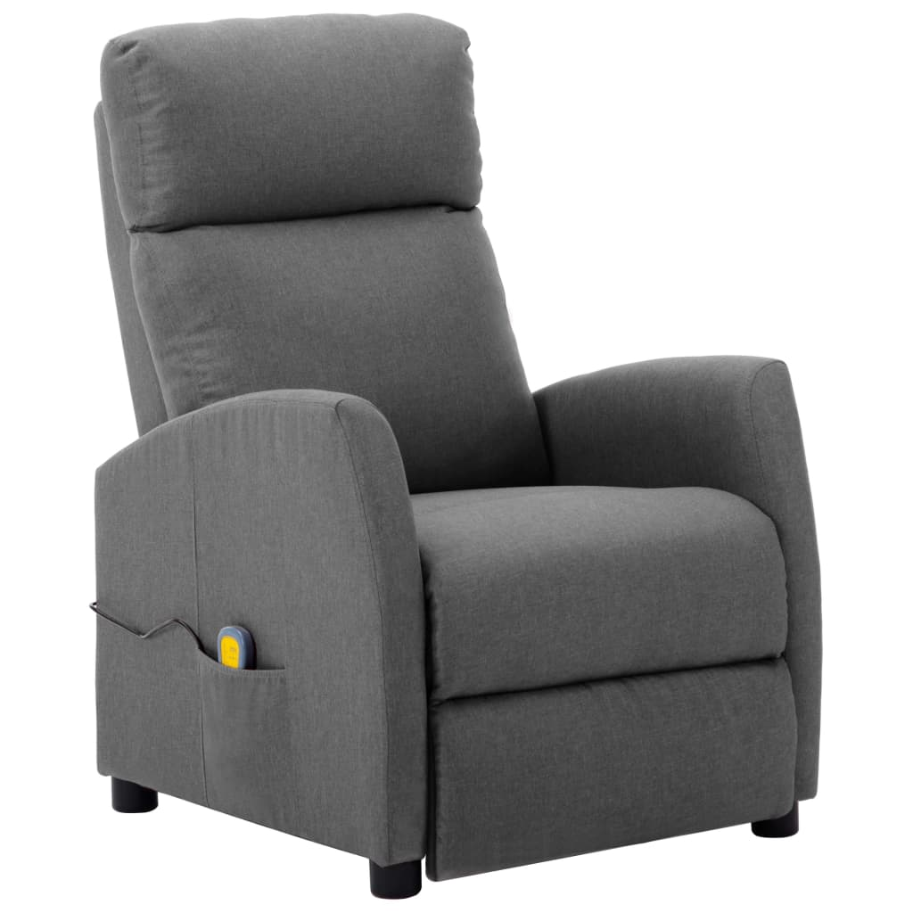 vidaXL Massage Recliner Light Grey Fabric