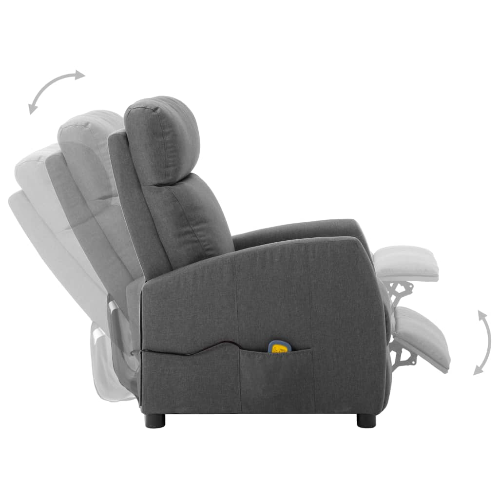 vidaXL Massage Recliner Light Grey Fabric