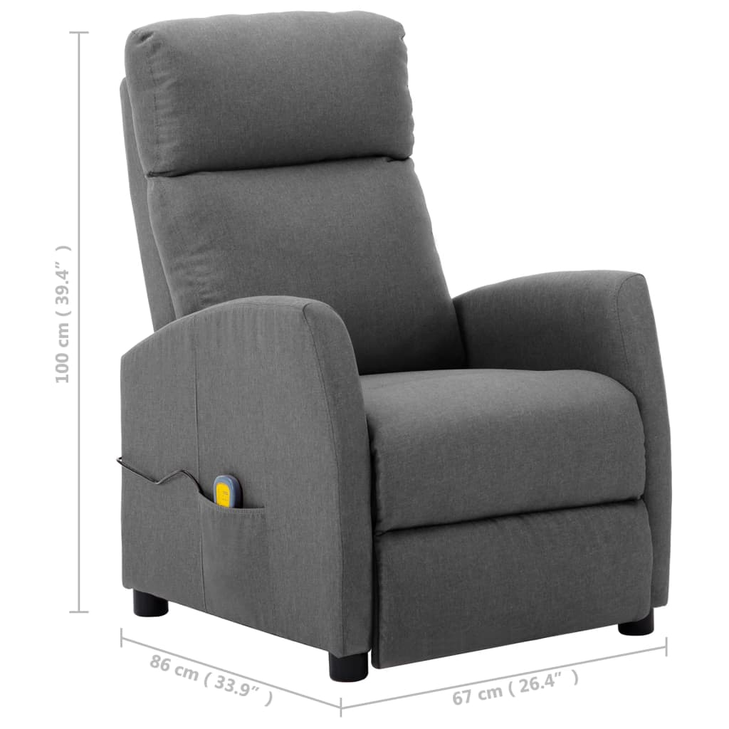 vidaXL Massage Recliner Light Grey Fabric